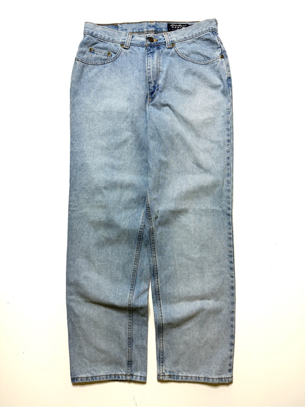Vintage Eddie Bauer Relaxed Outdoor Wide Leg Denim Jeans Mens W32 Stone Wash